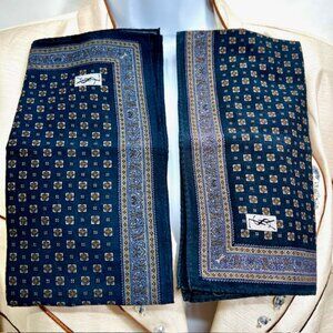 New  Set of 2 Yvest Saint Laurent Mens handkerchief 18" Blue Gray little red (88